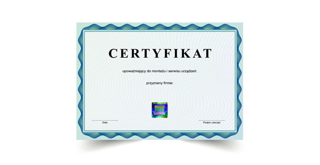 Certyfikat zabezpieczony hologramem